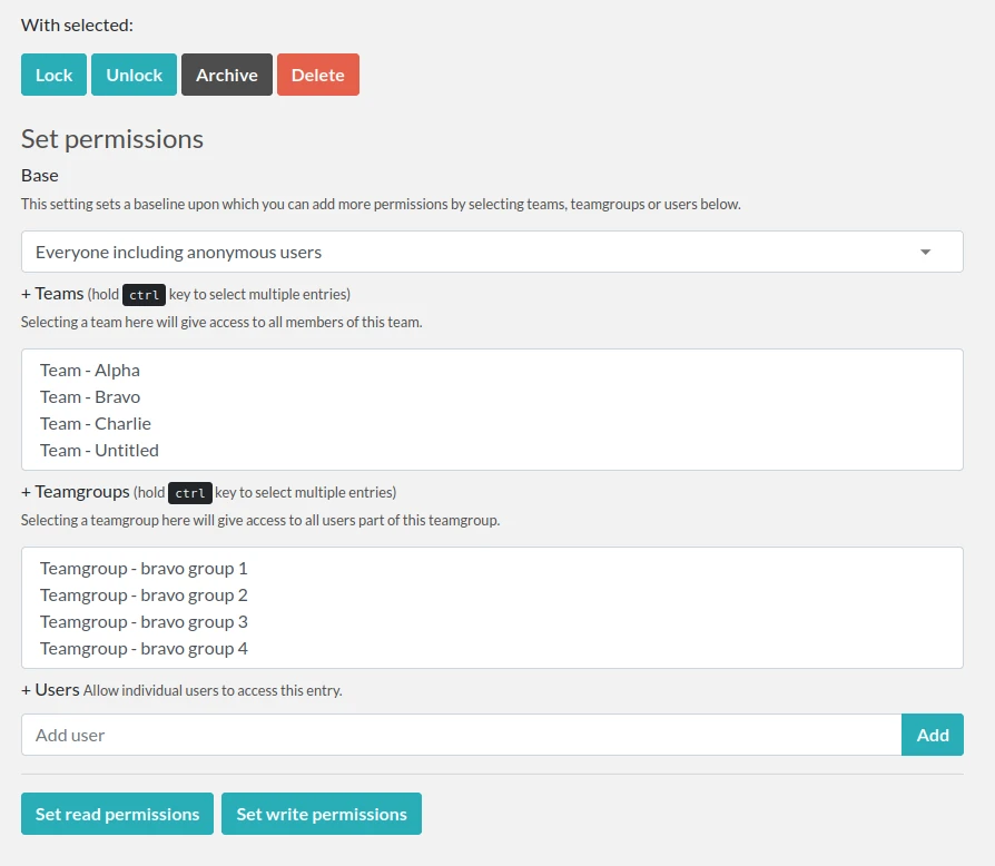 Batch actions