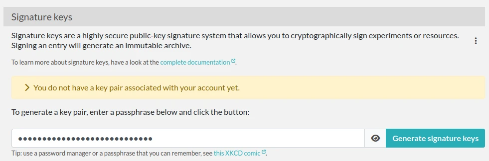 creating a signature key