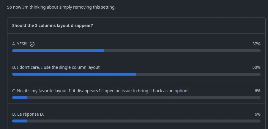 github poll about dropping the layout